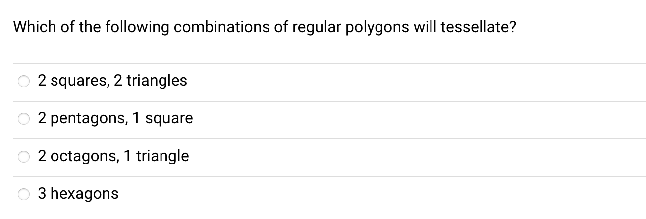 Which of the following combinations of regular