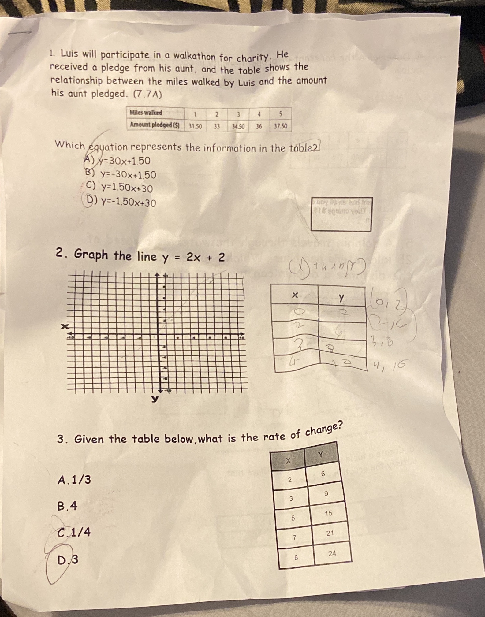 1. Luis will participate in a walkathon for