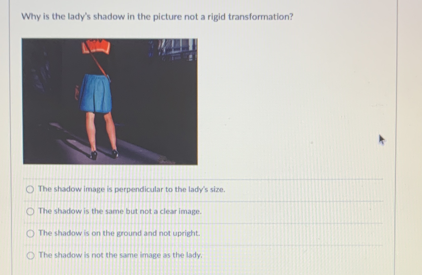 Why Is the lady's shadow in the picture not a