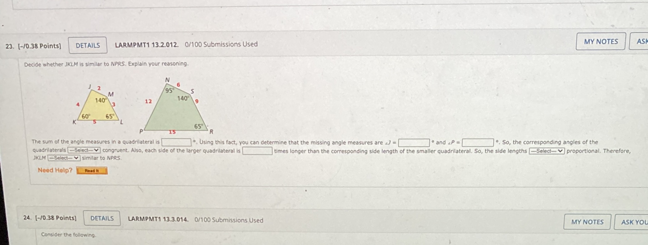 23. [-/0.38 Points] DETAILS LARMPMT1 13.2.012.
