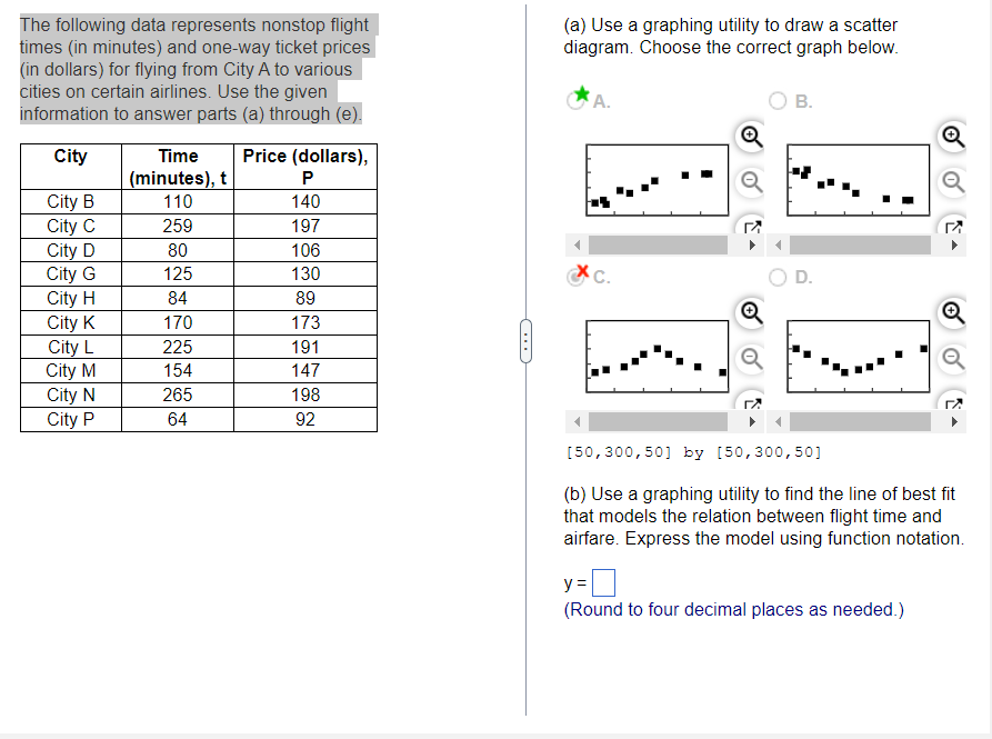 The following data represents nonstop flight (a)