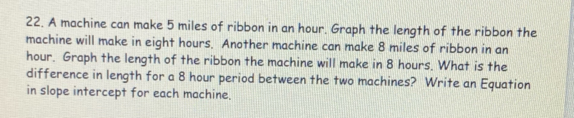 22. A machine can make 5 miles of ribbon in an