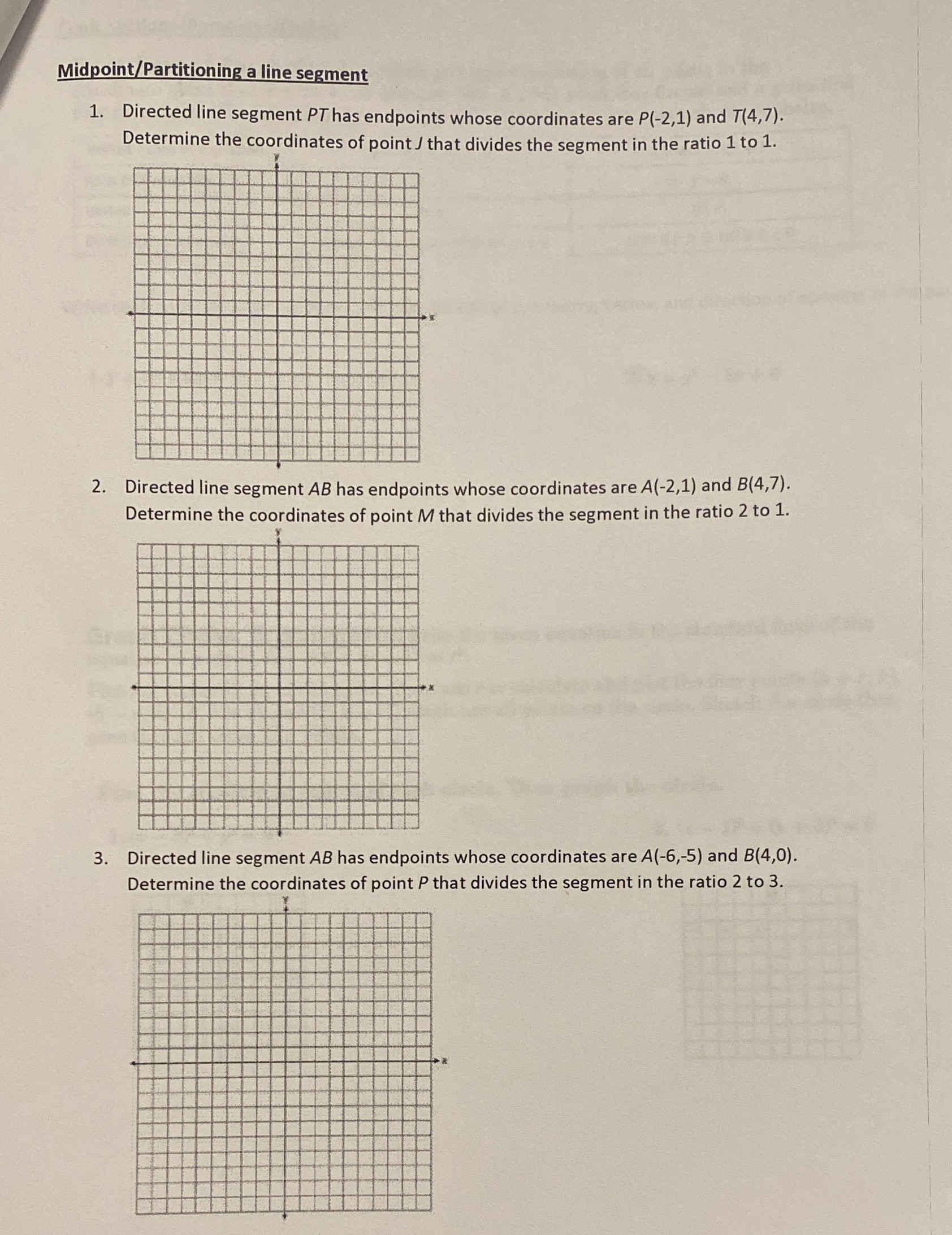 Midpoint/Partitioning a line segment 1. Directed