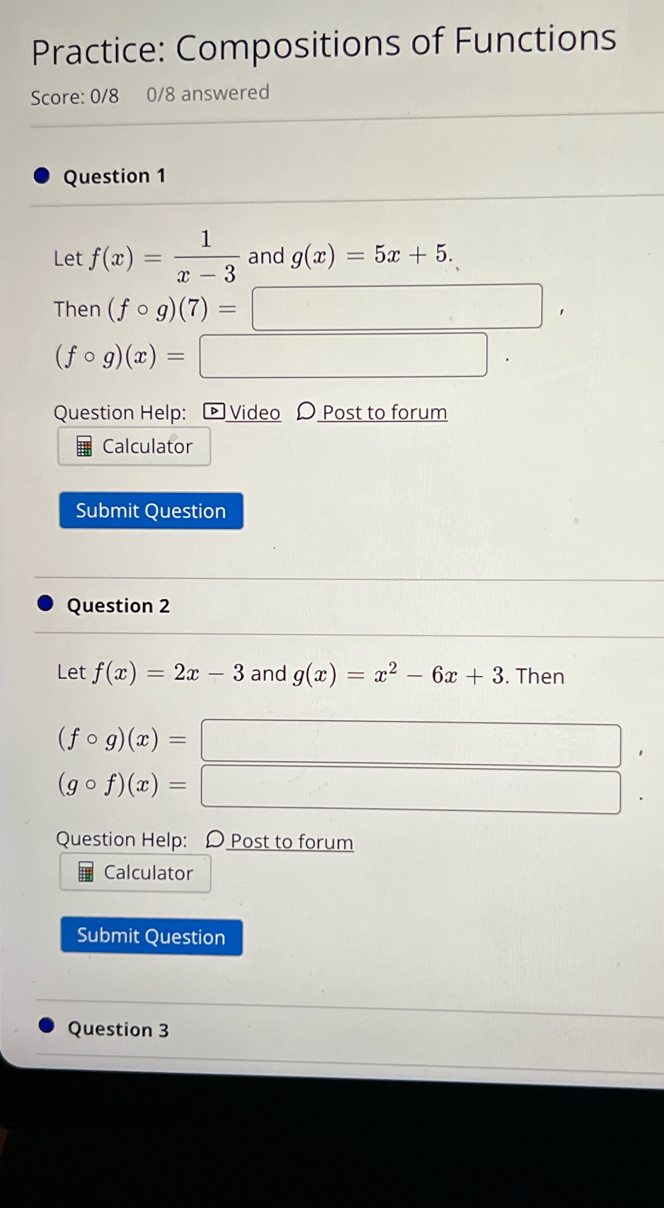 Need help with question 1 and 2 Practice: