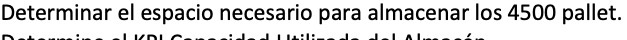 Determinar el espacio necesario para almacenar
