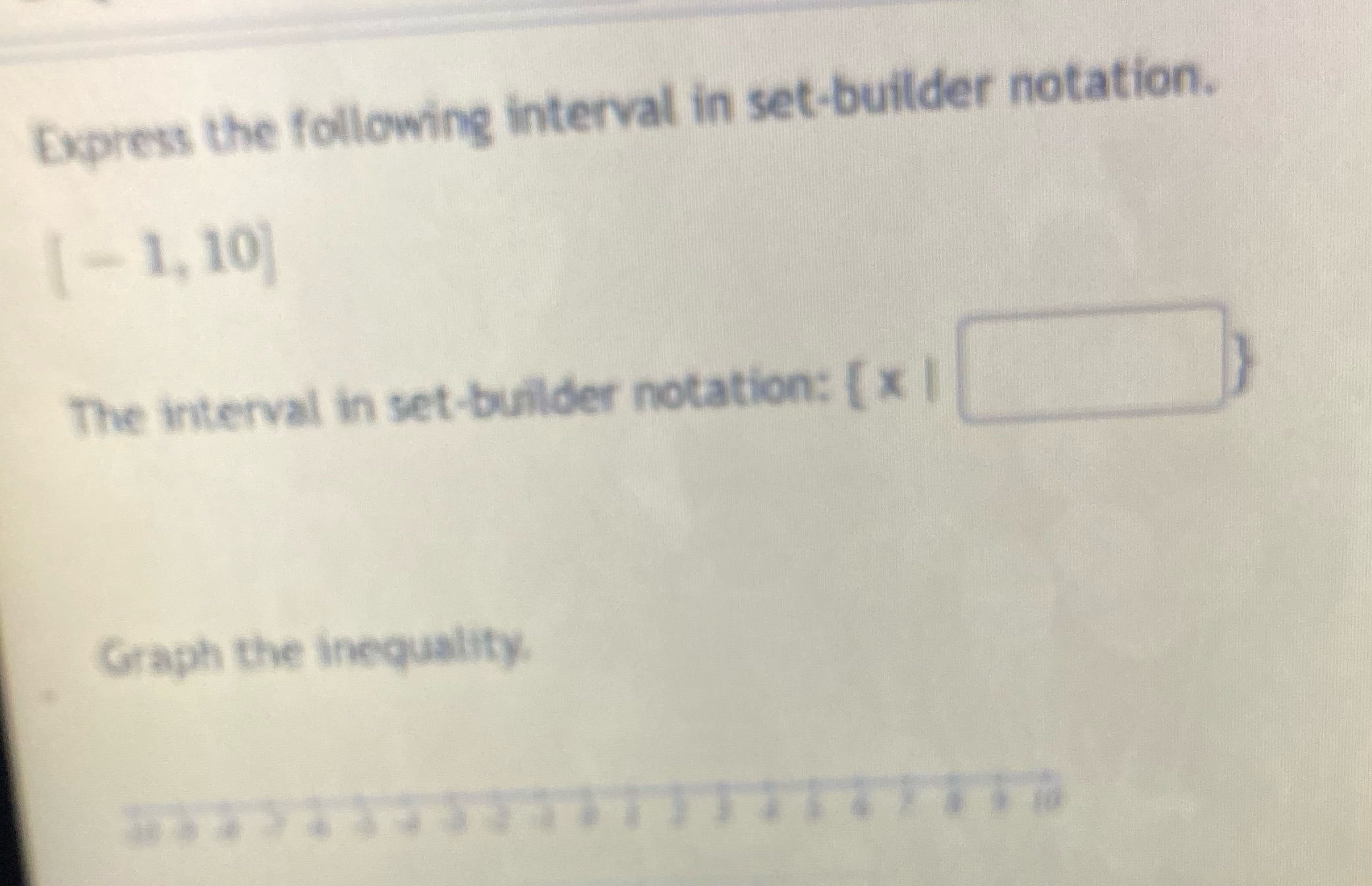 Express the following interval in set-builder