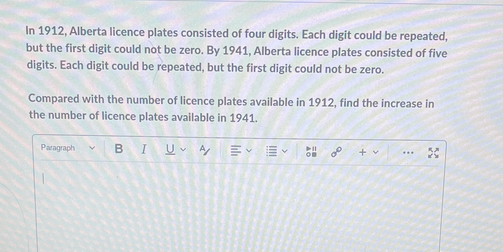 In 1912, Alberta licence plates consisted of four