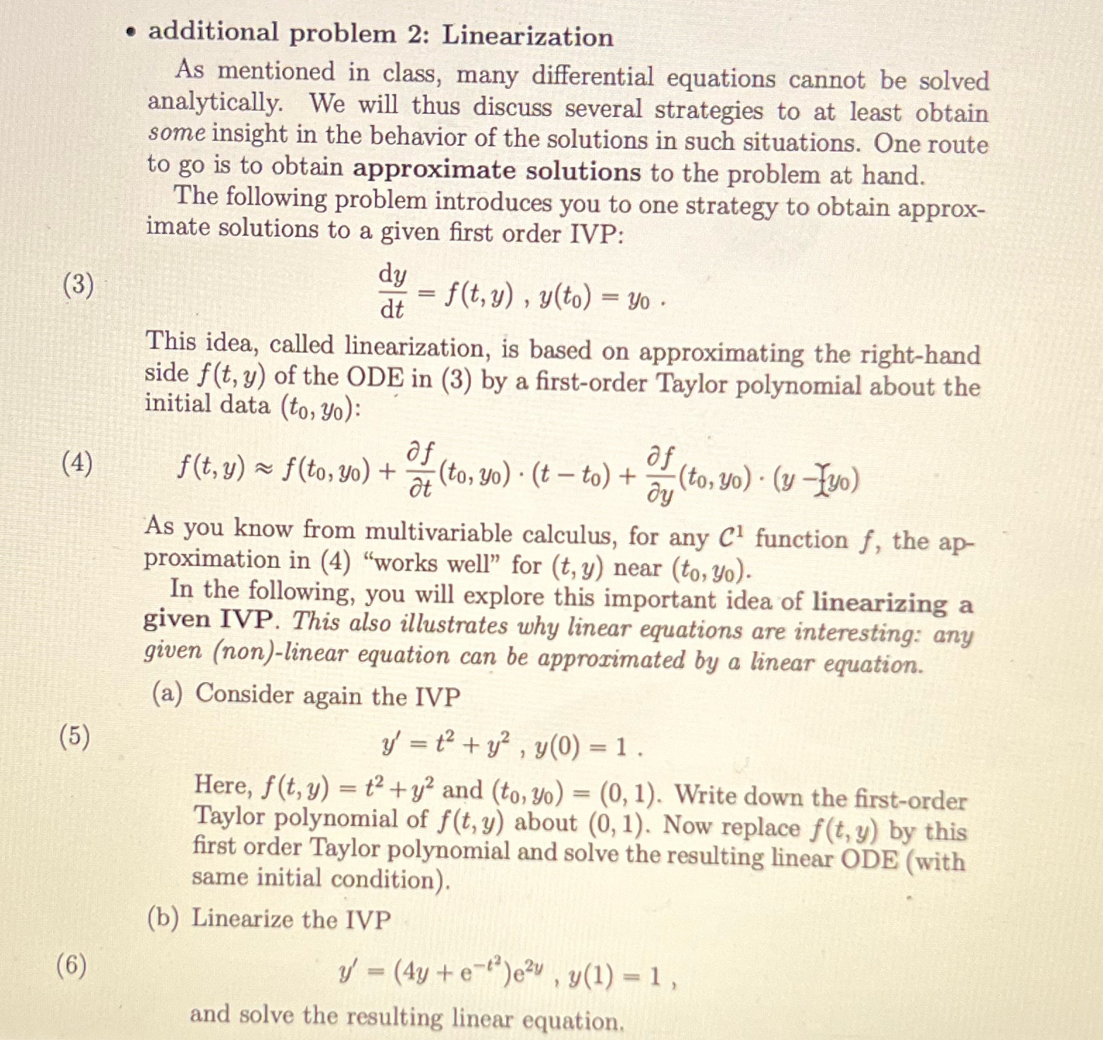 . additional problem 2: Linearization As