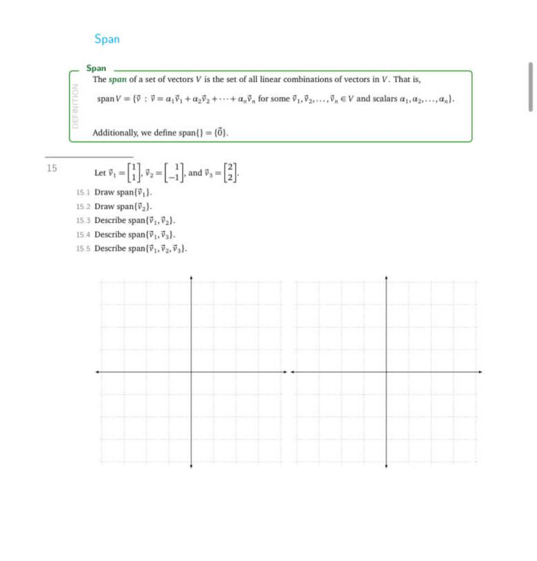 Span Span The span of a set of vectors V is the