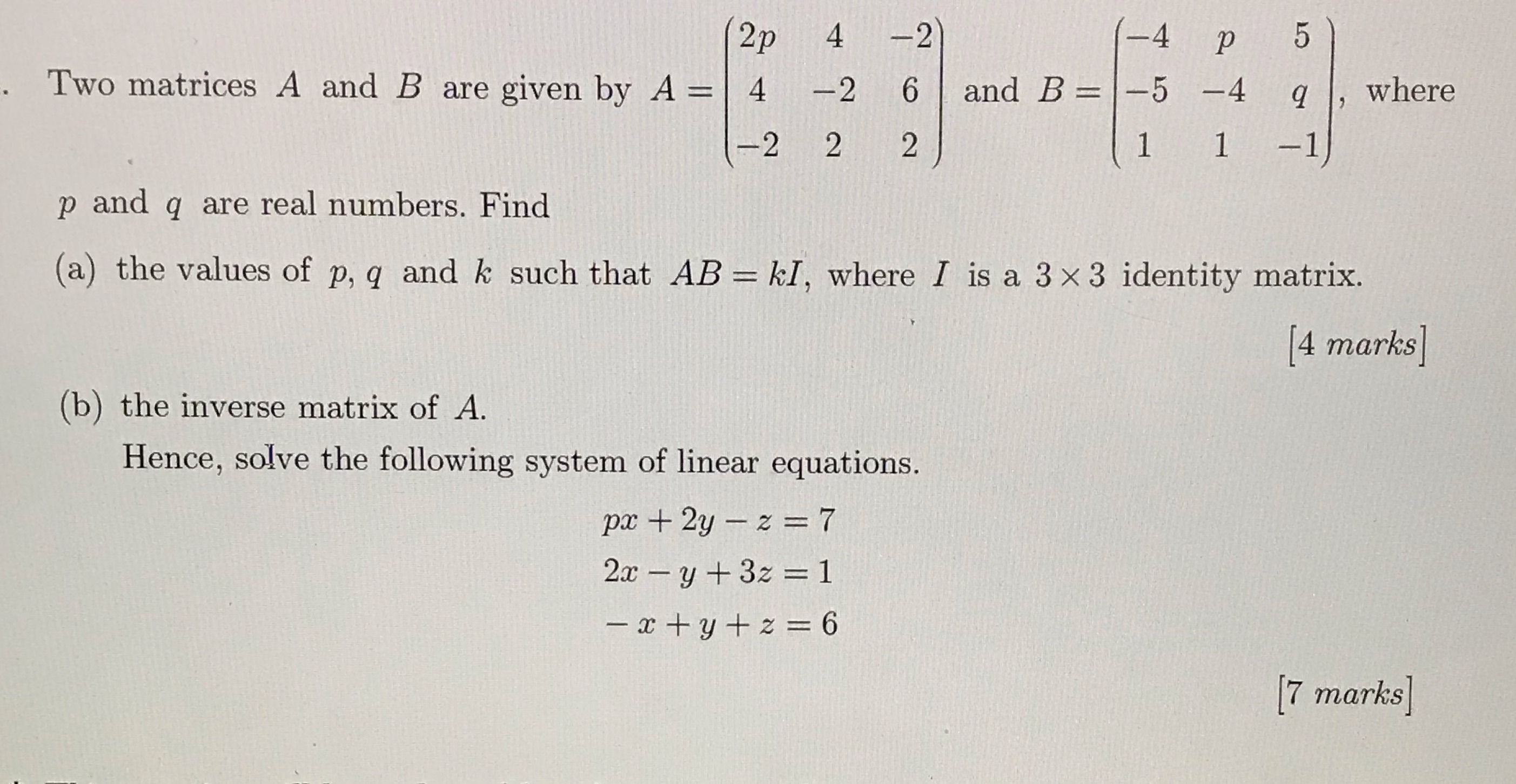 2p 4 - 2 4 5 Two matrices A and B are given by A