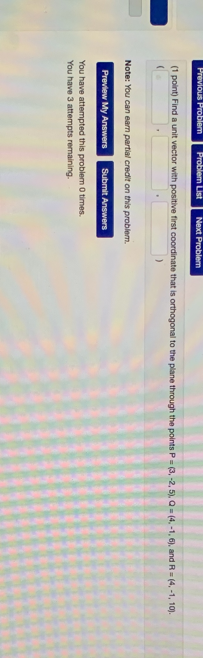 Problem List Next Problem (1 point) Find a unit