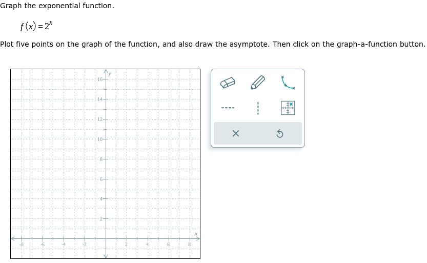 Graph the exponential function. f ( x) =2* Plot