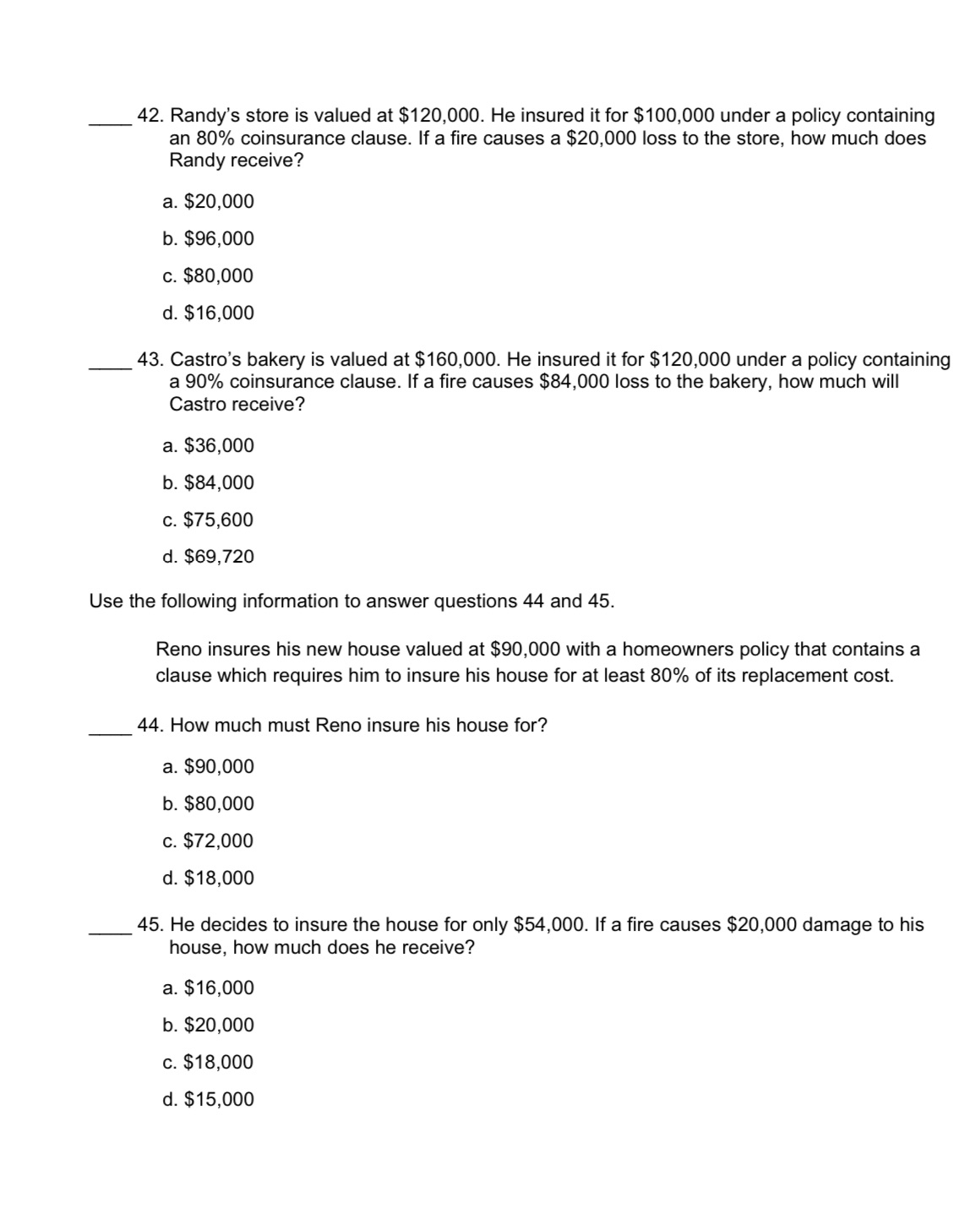 Business math 42. Randy's store is valued at