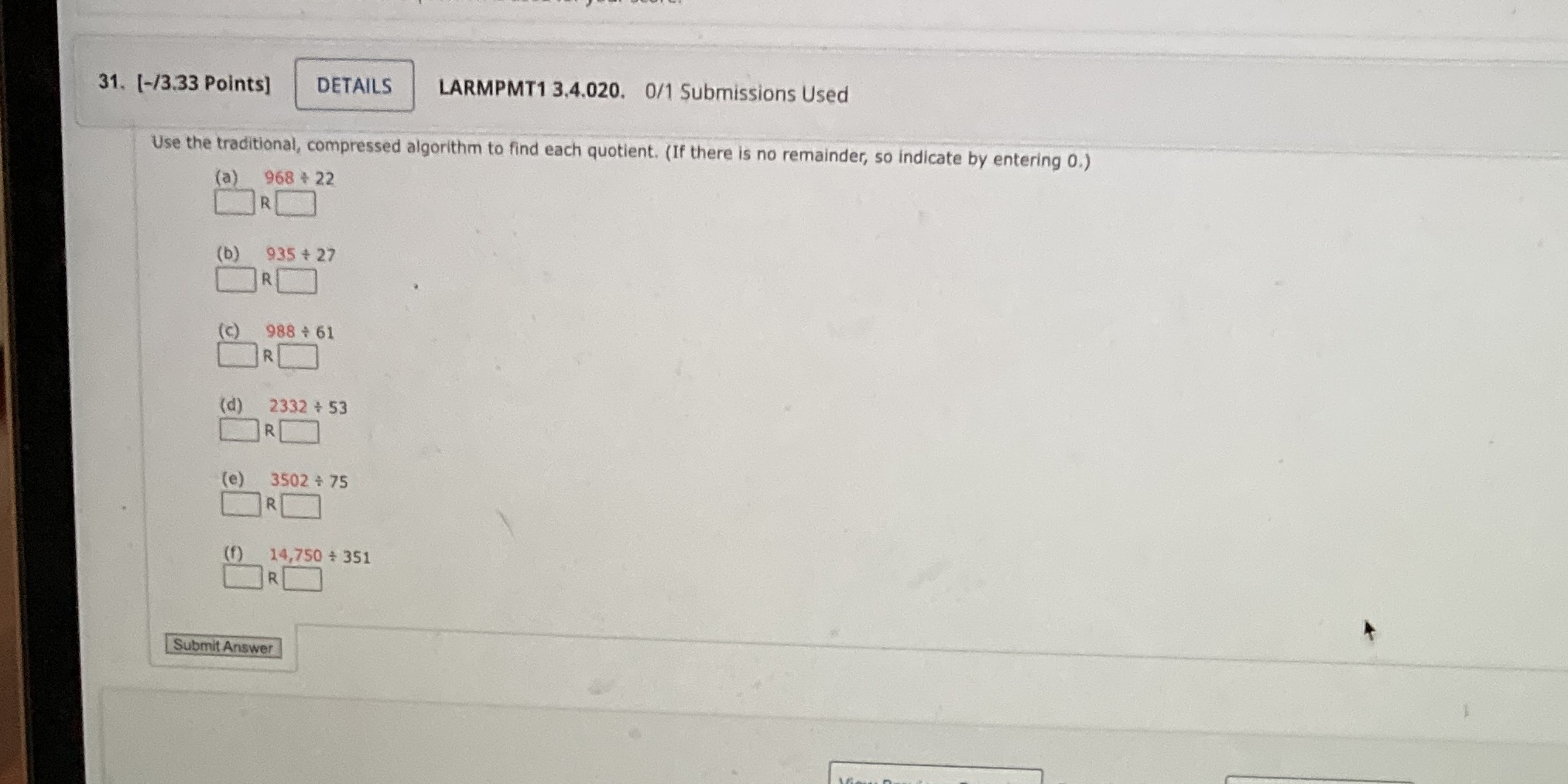 31. [-/3.33 Points] DETAILS LARMPMT1 3,4.020. 0/1