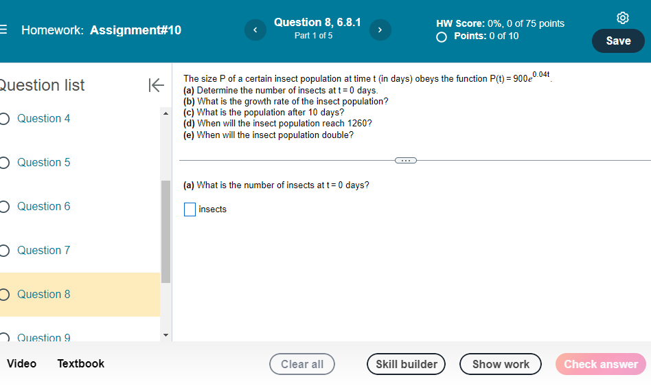 show work Homework: Assignment#10 < Question 7,