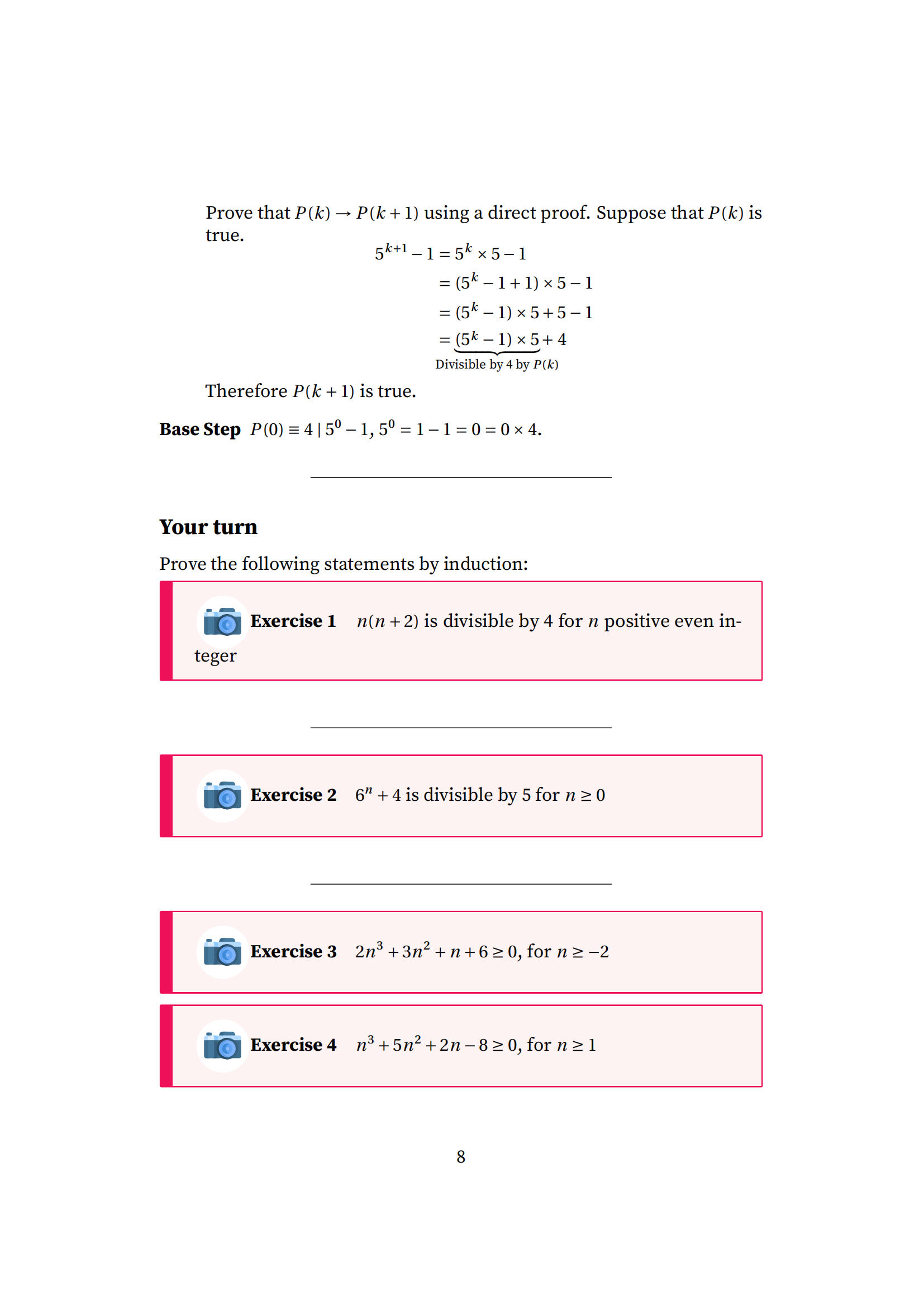 Prove that P(k) - P(k + 1) using a direct proof.