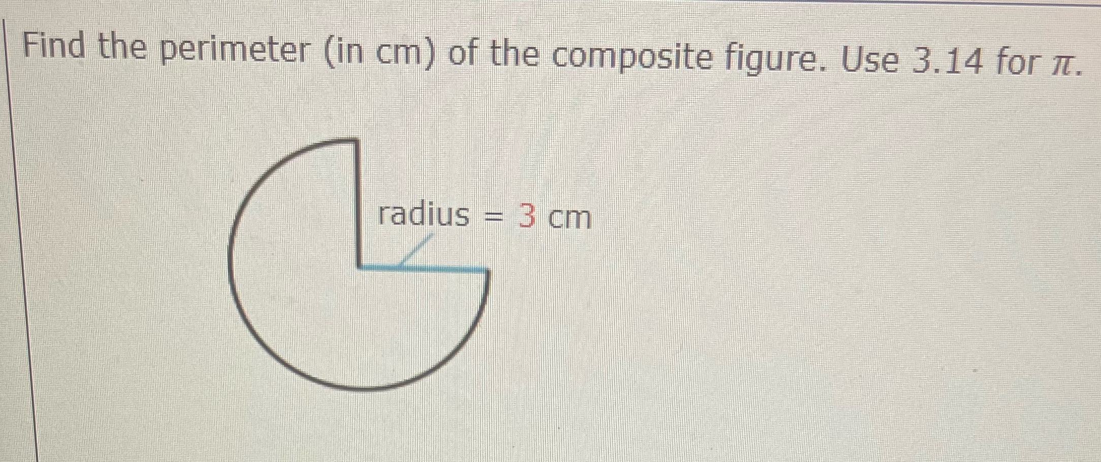 Help Find the perimeter (in cm) of the composite