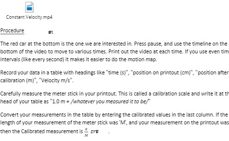Constant Velocity mp4 Procedure The red car at