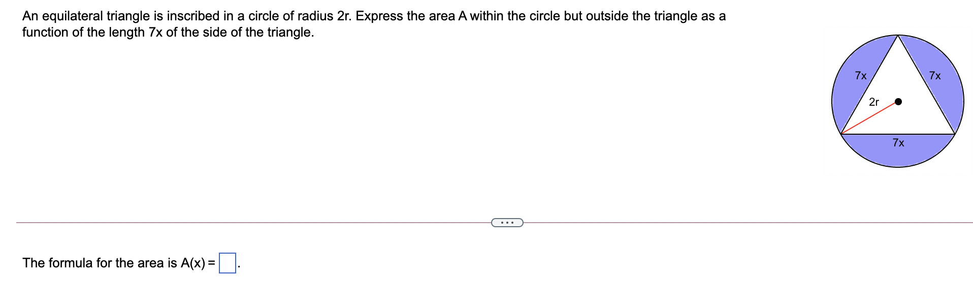 An equilateral triangle is inscribed in a circle
