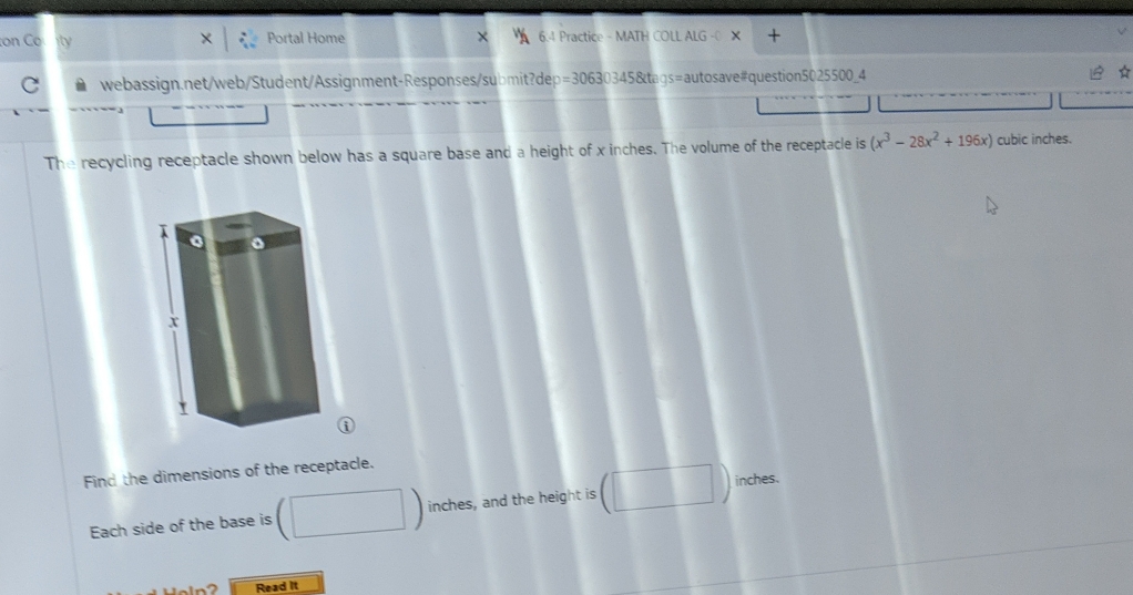 please answer 6. on Co X Portal Home * WA 6.4