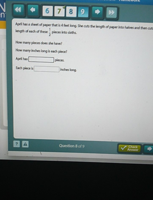 what this answer 6 7 8 9 April has a sheet of