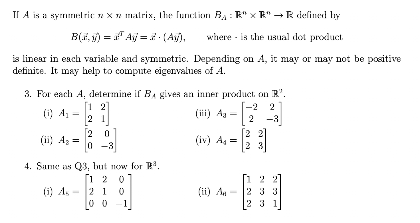 If A is a symmetric n x 11 matrix, the function B