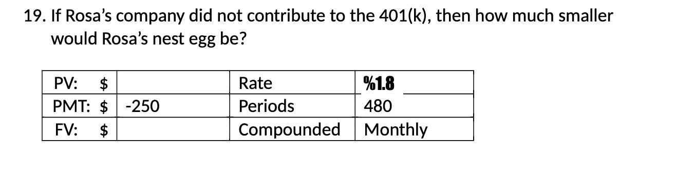 19. If Rosa's company did not contribute to