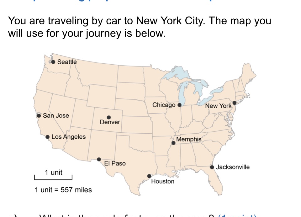 A) what is the scale factor on the map? B) what