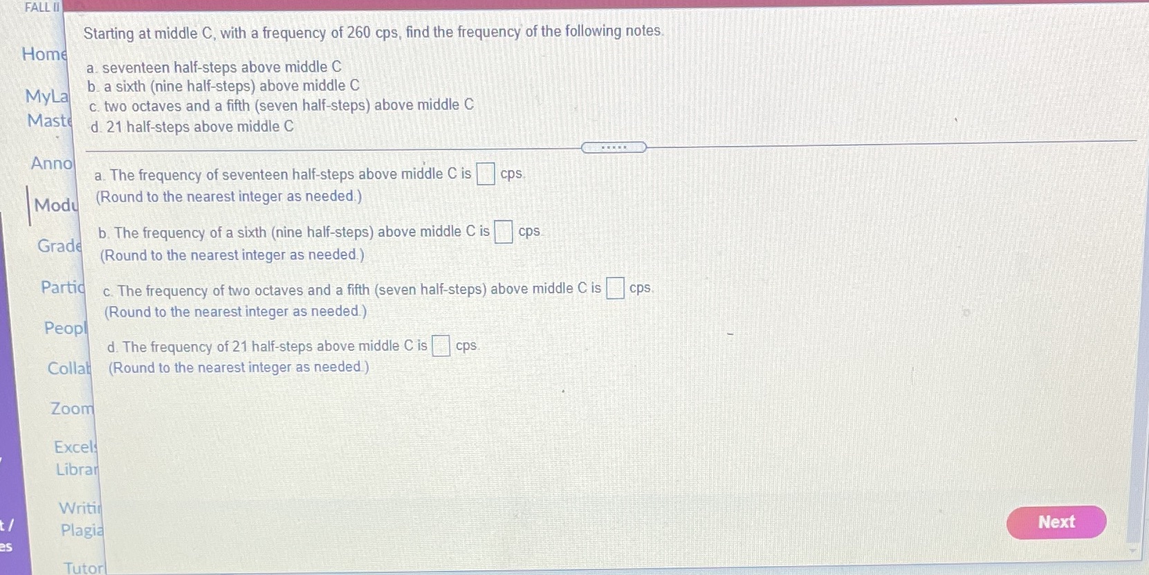 FALL II Starting at middle C, with a frequency of