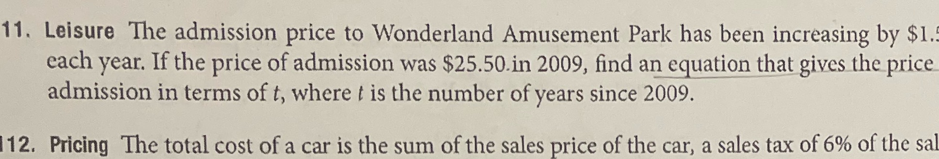 11. Leisure The admission price to Wonderland