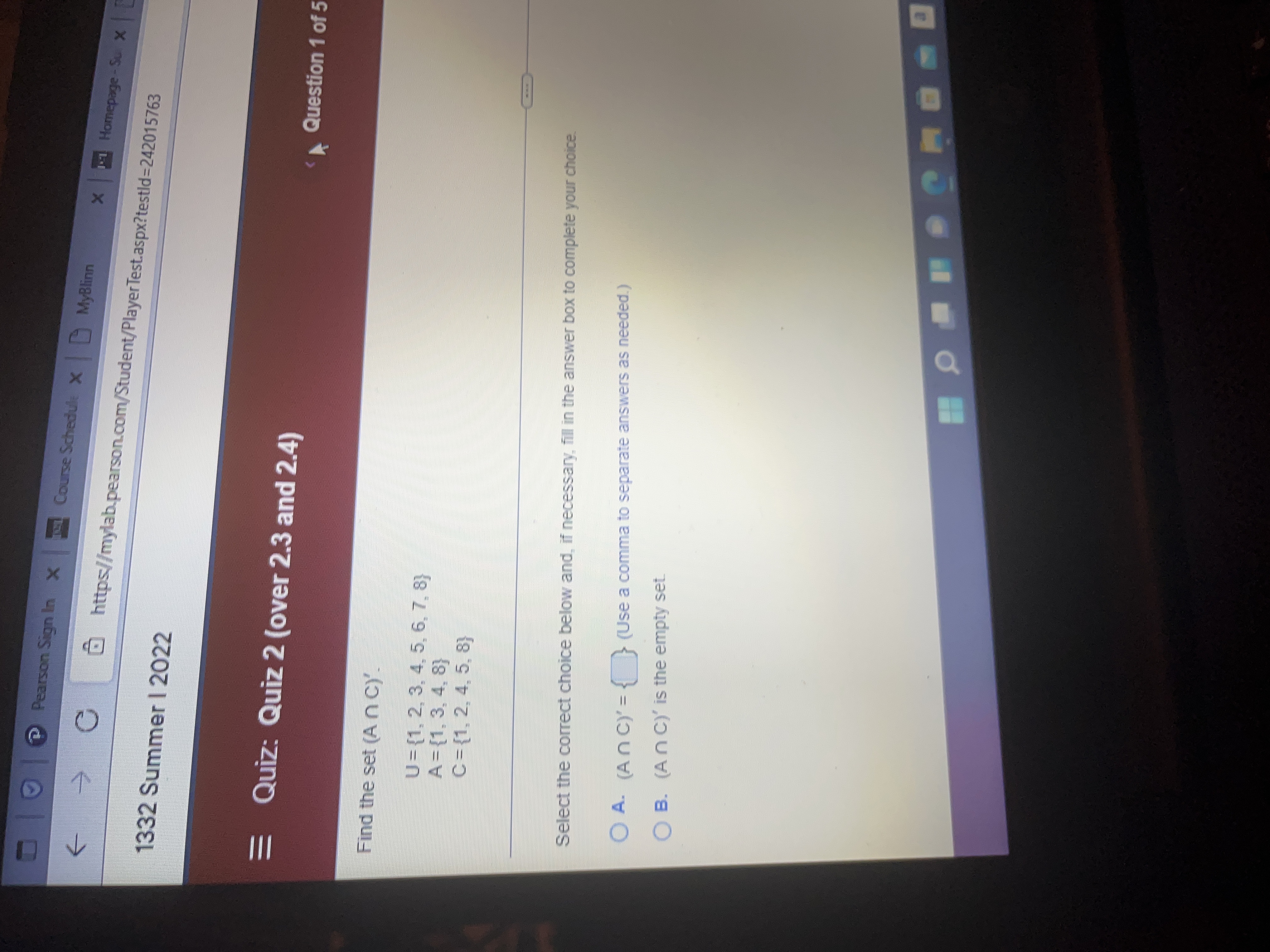 Pearson Sign In X Course Schedule X MyBlinn x 1.1