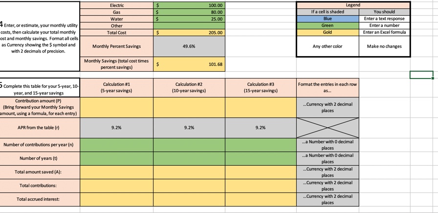 Electric 100.00 Legend Gas 80.00 If a cell is