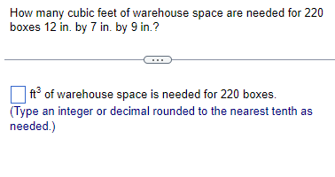 How many cubic feet of warehouse space are needed