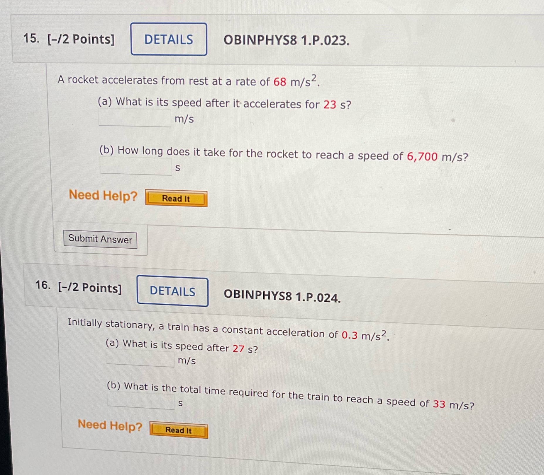 15. [-/2 Points] DETAILS OBINPHYS8 1.P.023. A