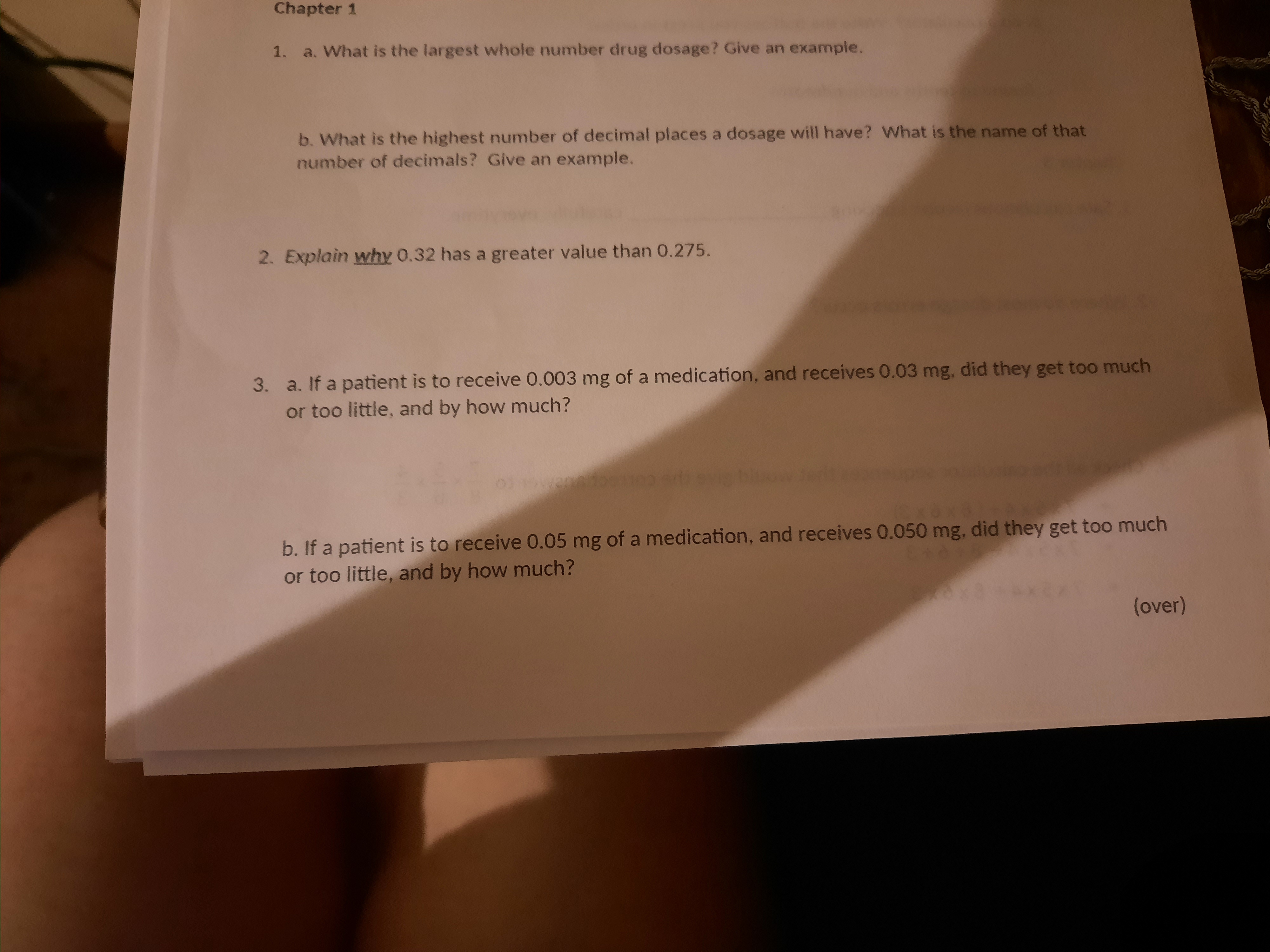 1. a. What is the largest whole number drug