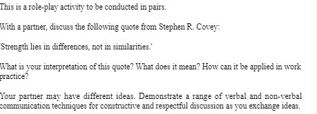 This is a role-play activity to be conducted in