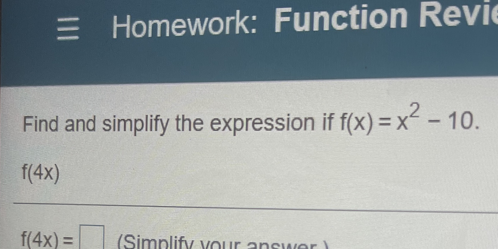 find and simplify the expression if f(x) =x^2