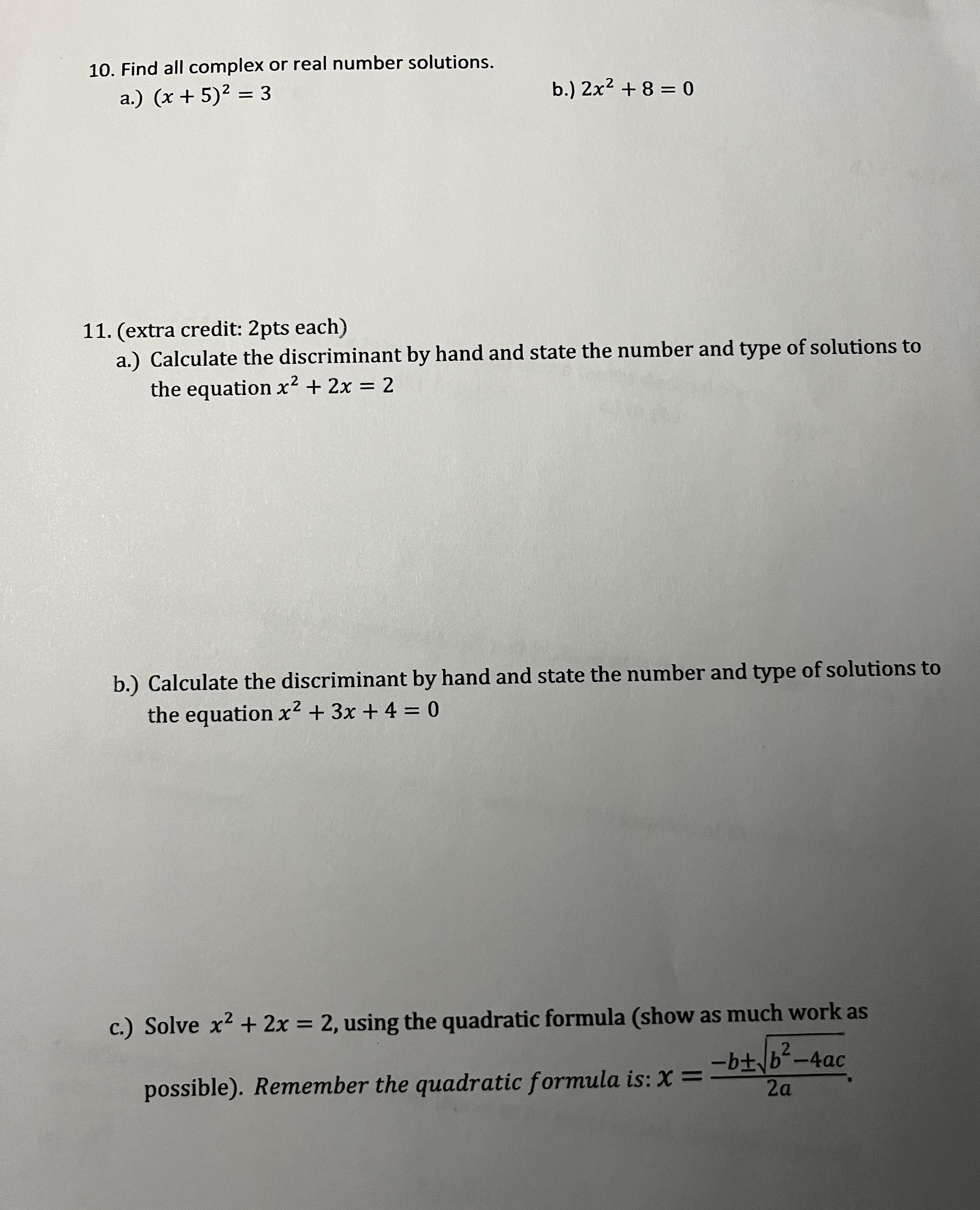 Please answer each question showing full work ,