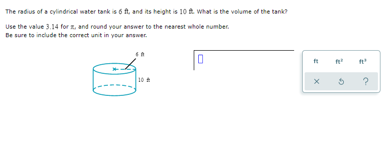 The radius of a cylindrical water tank is 6 ft,