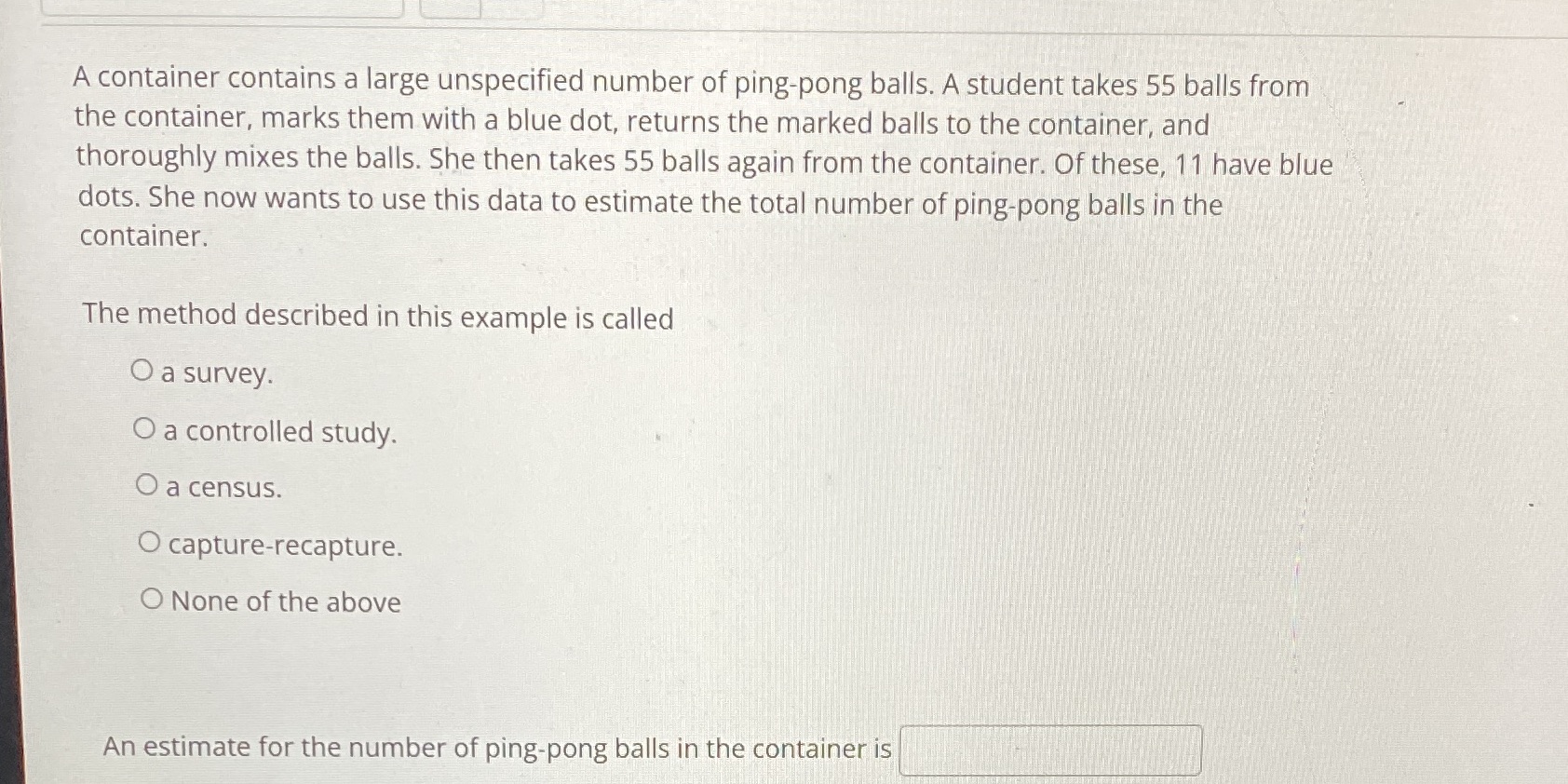 A container contains a large unspecified number