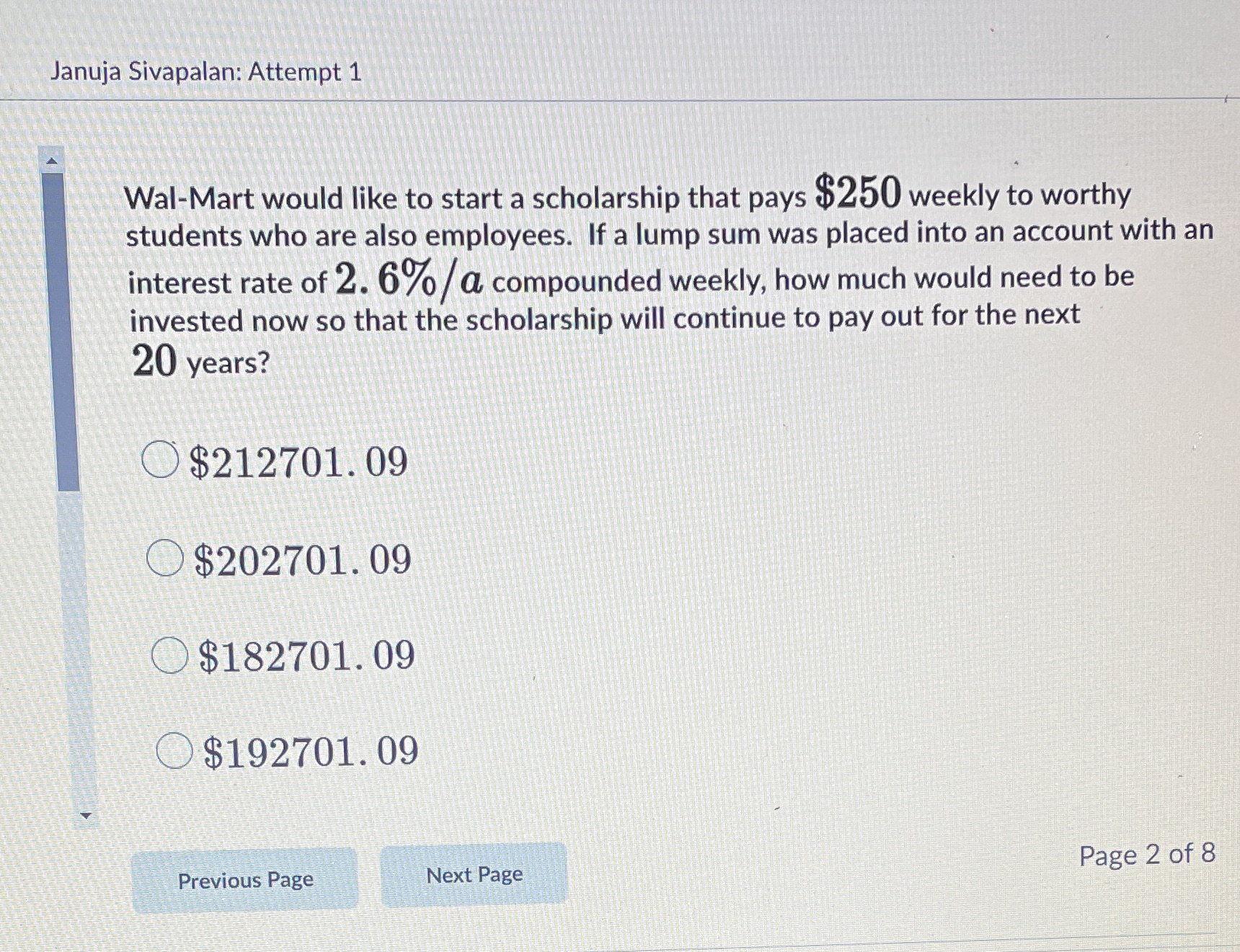 Januja Sivapalan: Attempt 1 Wal-Mart would like