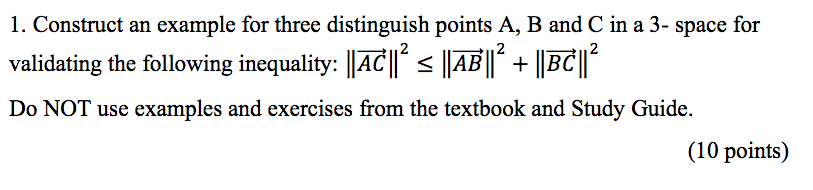 1. Construct an example for three distinguish