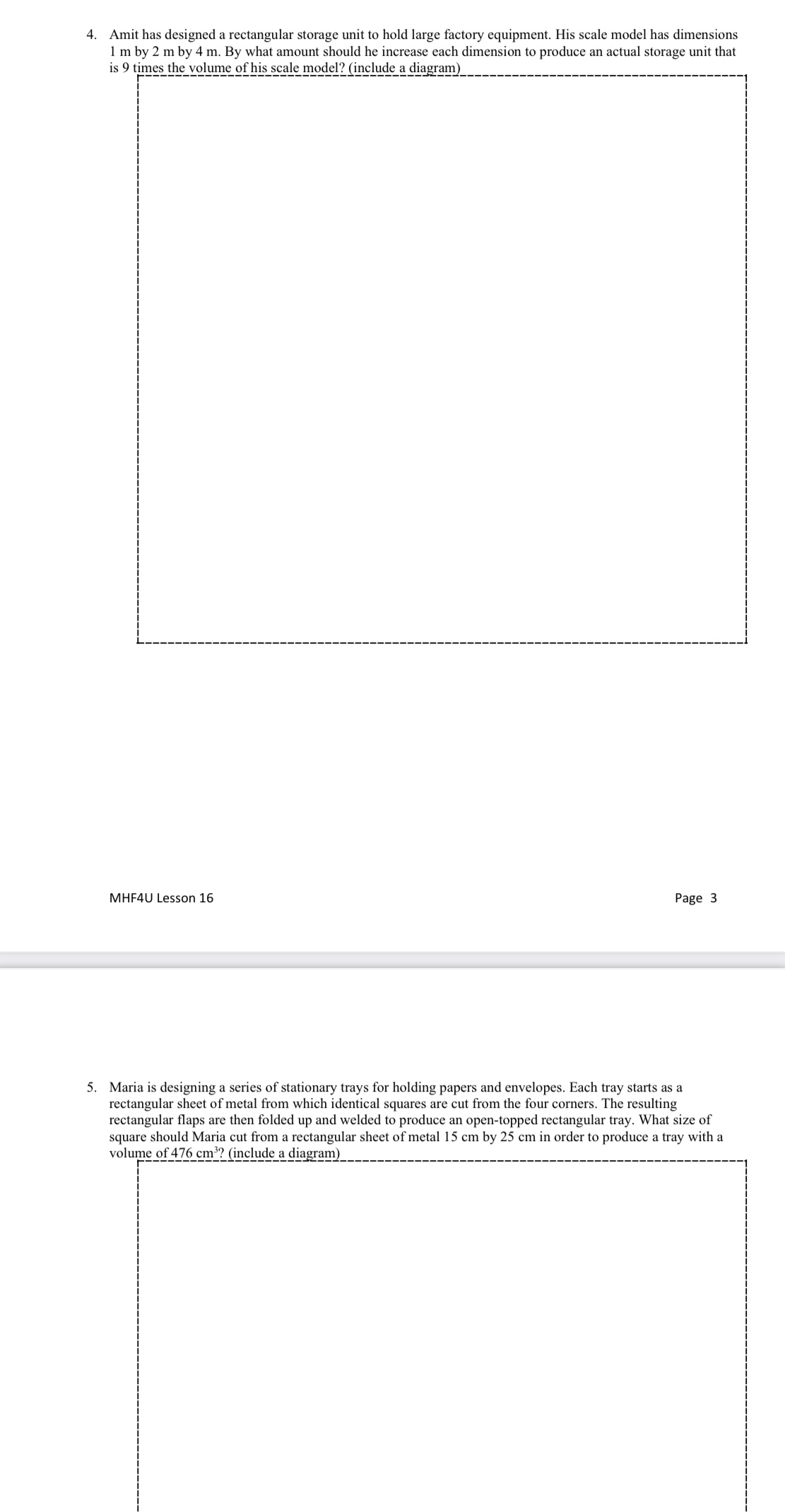 MHF4U Lesson 16 Assignment In this assignment you