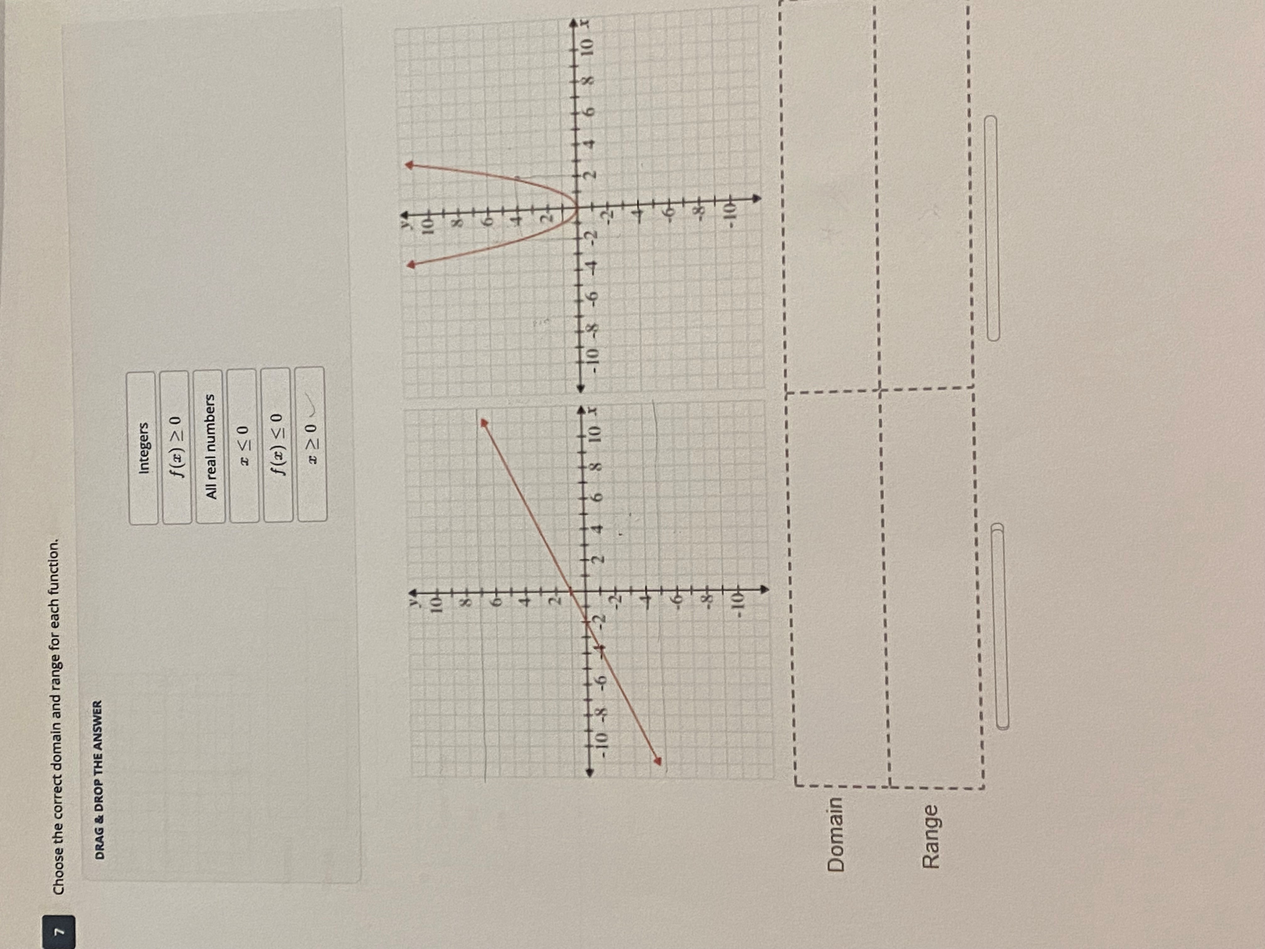 answer all Q Choose the correct domain and range