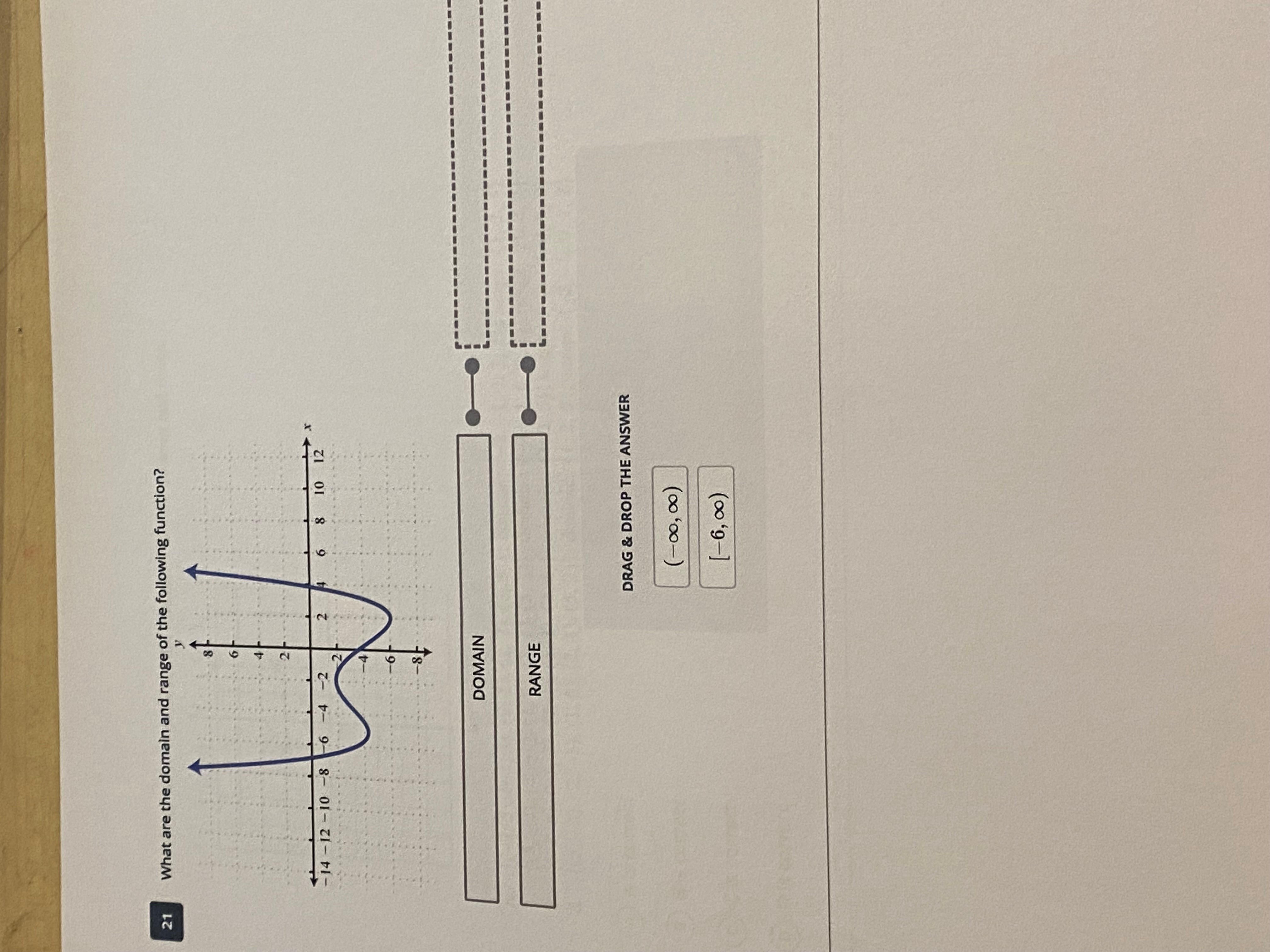 answer all Q Choose the correct domain and range