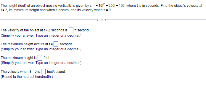 thank You boss! The height (feet) of an object