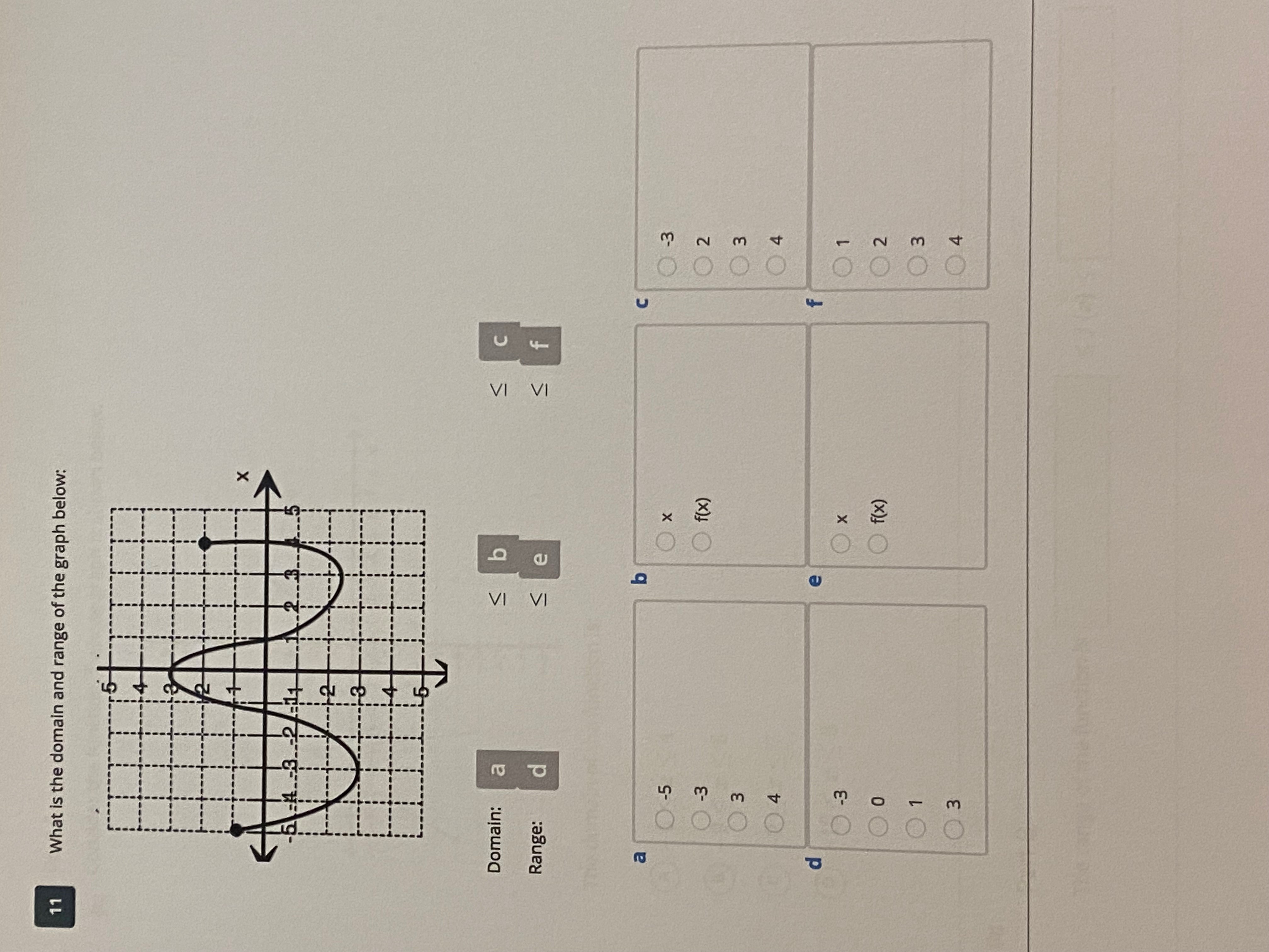 answer all Q Choose the correct domain and range