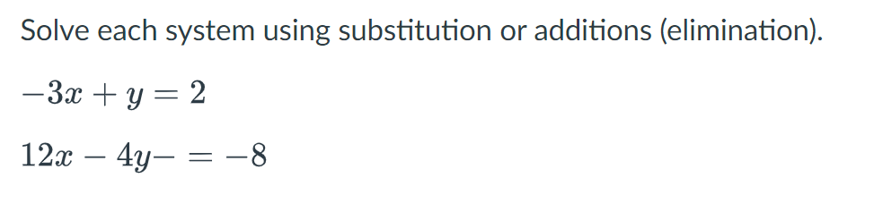 1. \fSolve each system using substitution or