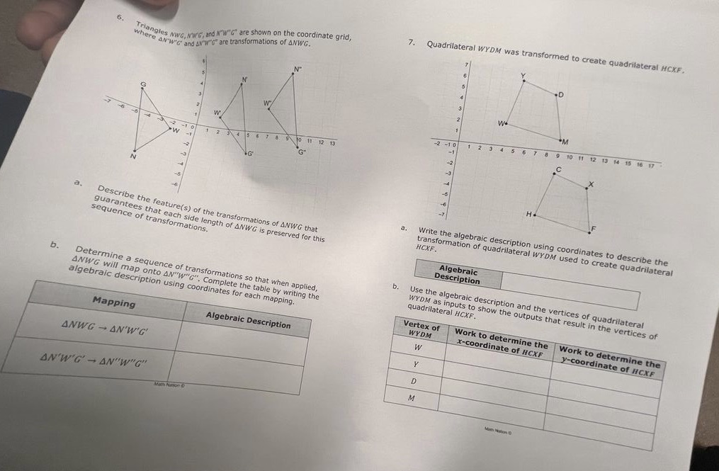 7. Quadrilateral WYDM was transformed to create