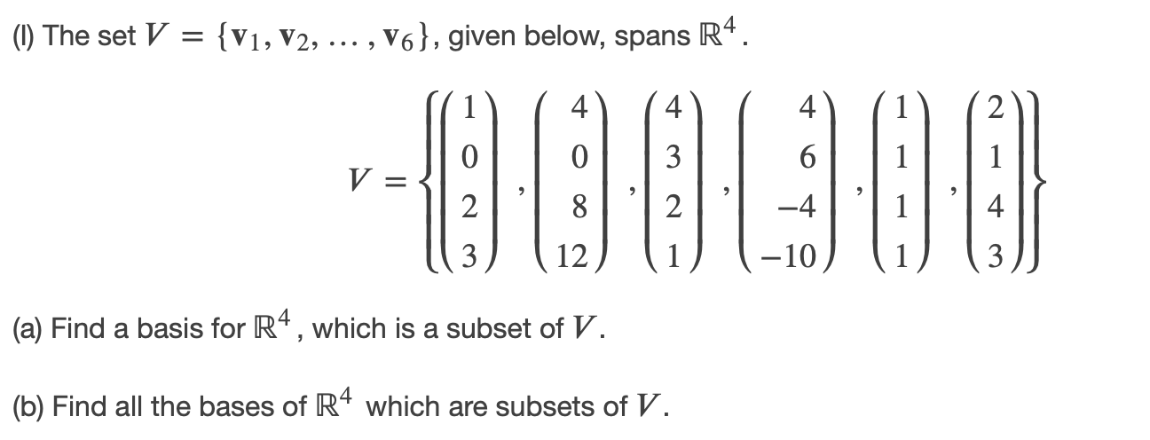 see attached (I) The set V = {V1, V2, , V5},